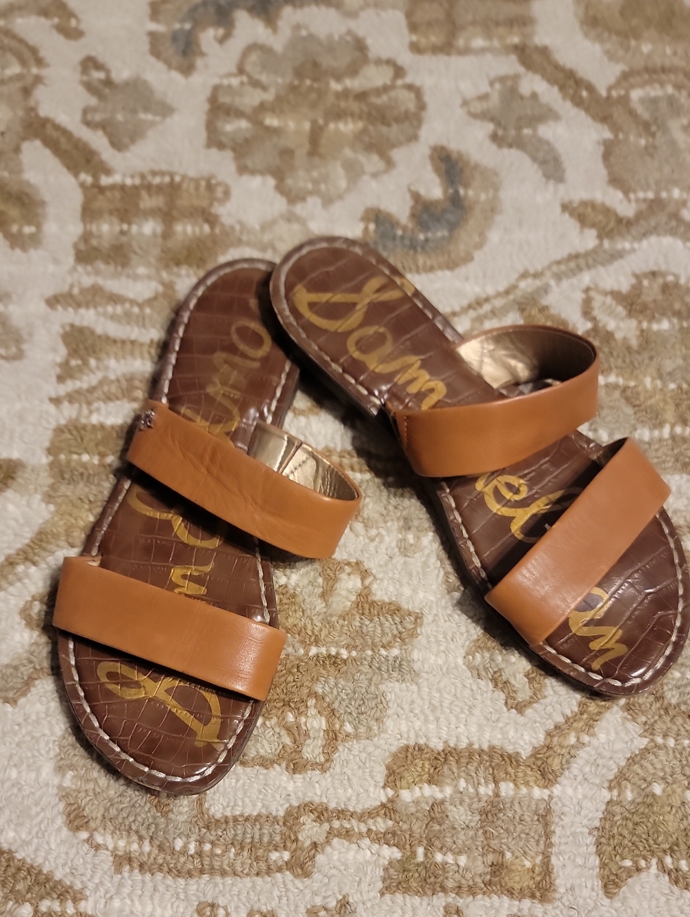 Sam Edelman Tan Double-Strap Slide Sandals